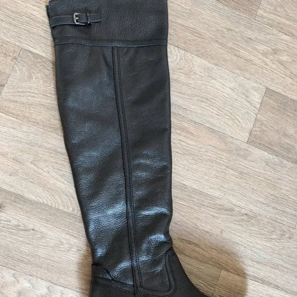 New NIB Franco Sarto Hydie Leather Black Tall Riding Boots Women Size 6.5 - Picture 5 of 9
